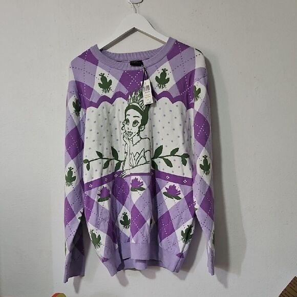Lavender and Green Graphic Women's Sweater - Picture 1 of 6